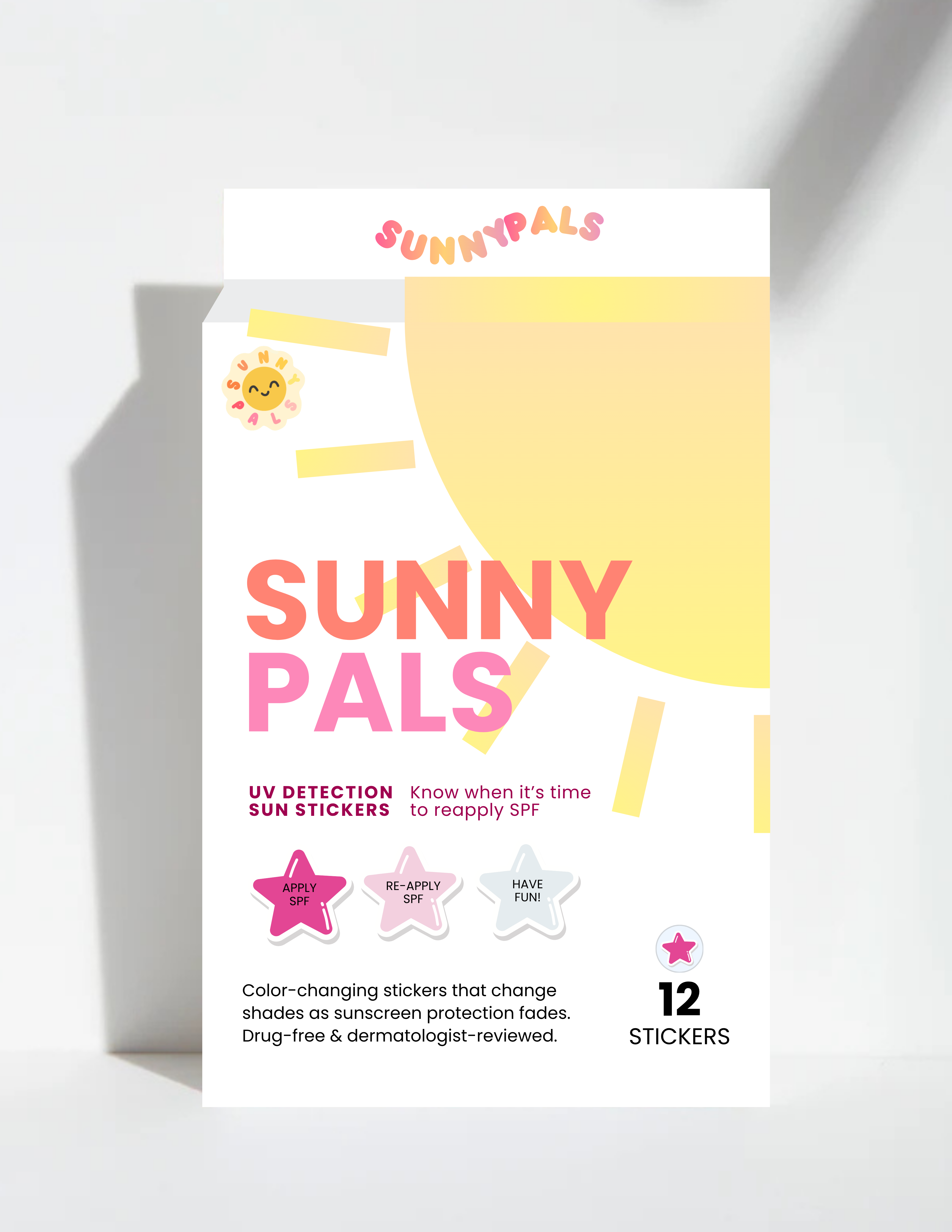 SunnyPals UV Detection Stickers 12 Pack - Pink SunnyPals
